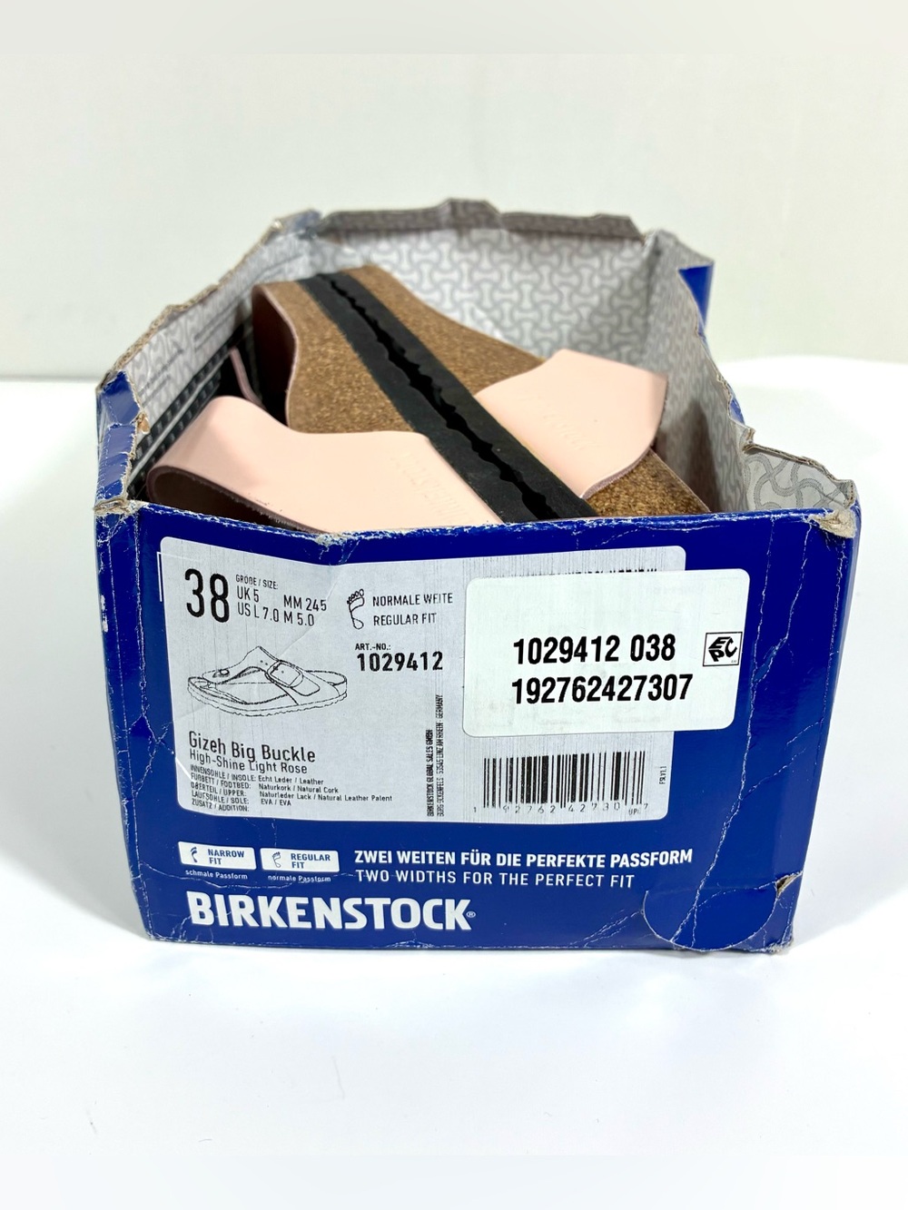 Birkenstock Gizeh Big Buckle Sandals Light Rose Leather High Shine 38 EUB 7 New - Picture 6 of 17